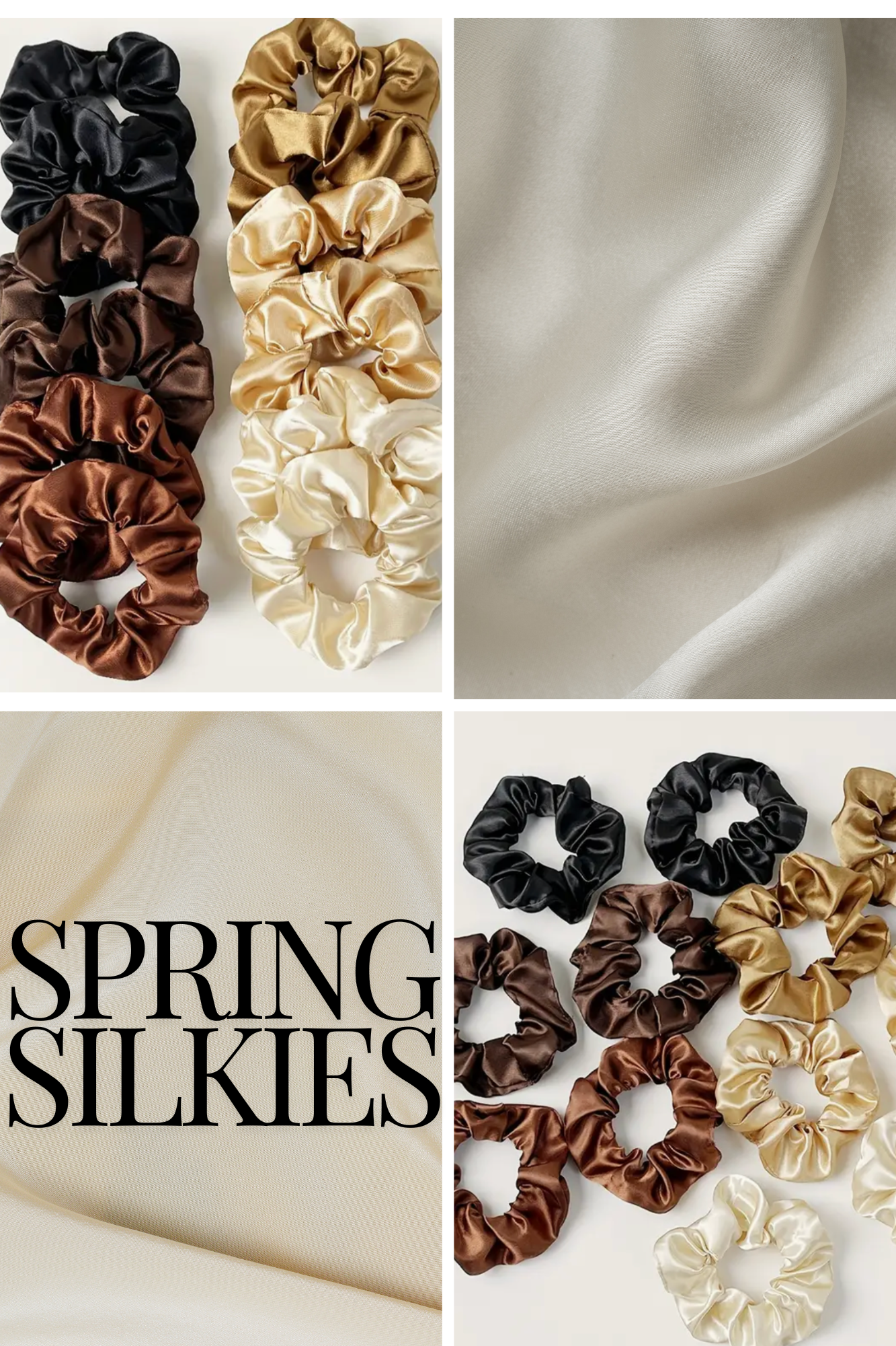 Spring Silkies – 100% Mulberry Silk Scrunchies for Gentle, Stylish Hair