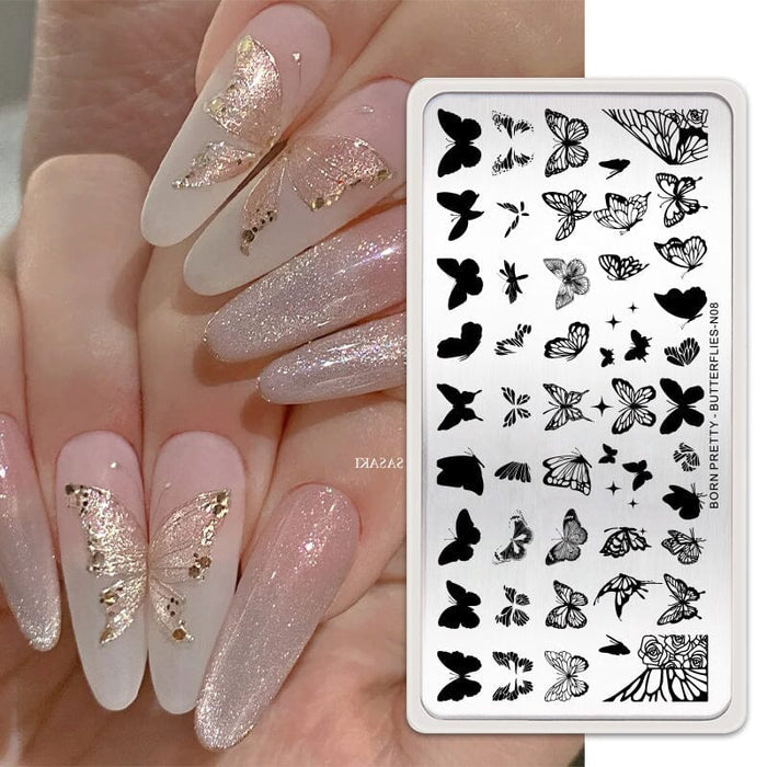 Nail Stamping Plate BUTTERFLIES-N08