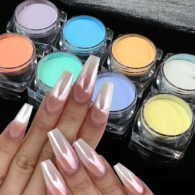 8pcs Neon Pearly Nail Powder