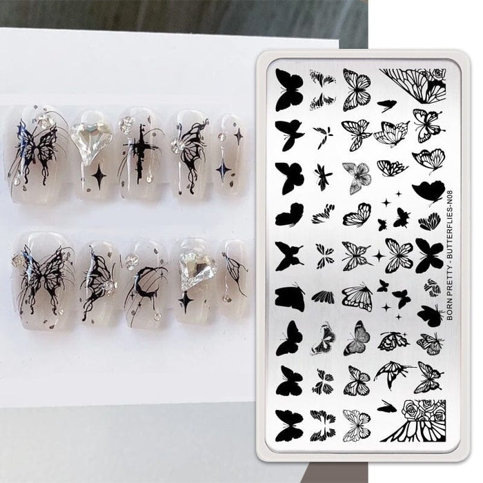 Nail Stamping Plate BUTTERFLIES-N08