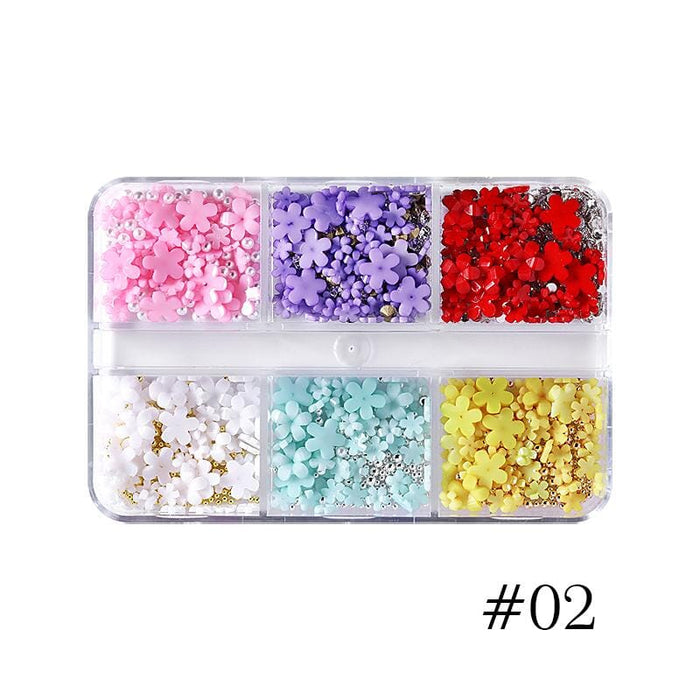 6 Colors Flowers 3D Nail Decoration