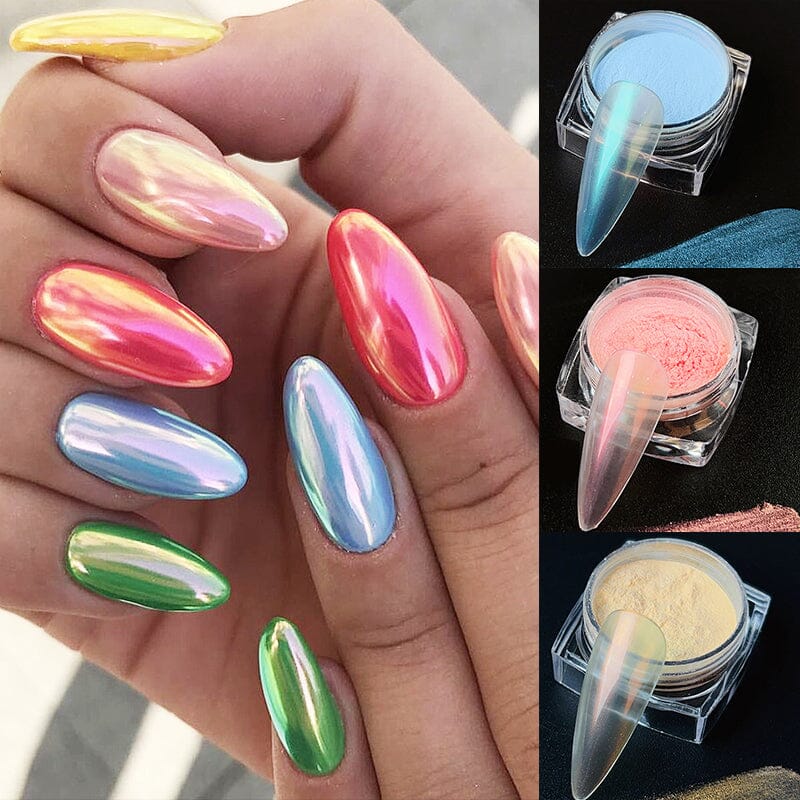 8pcs Neon Pearly Nail Powder