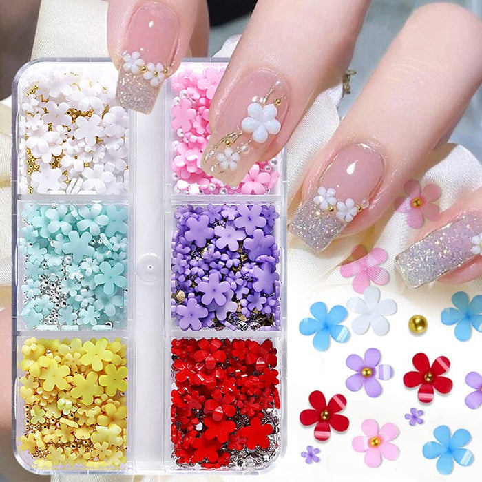 6 Colors Flowers 3D Nail Decoration