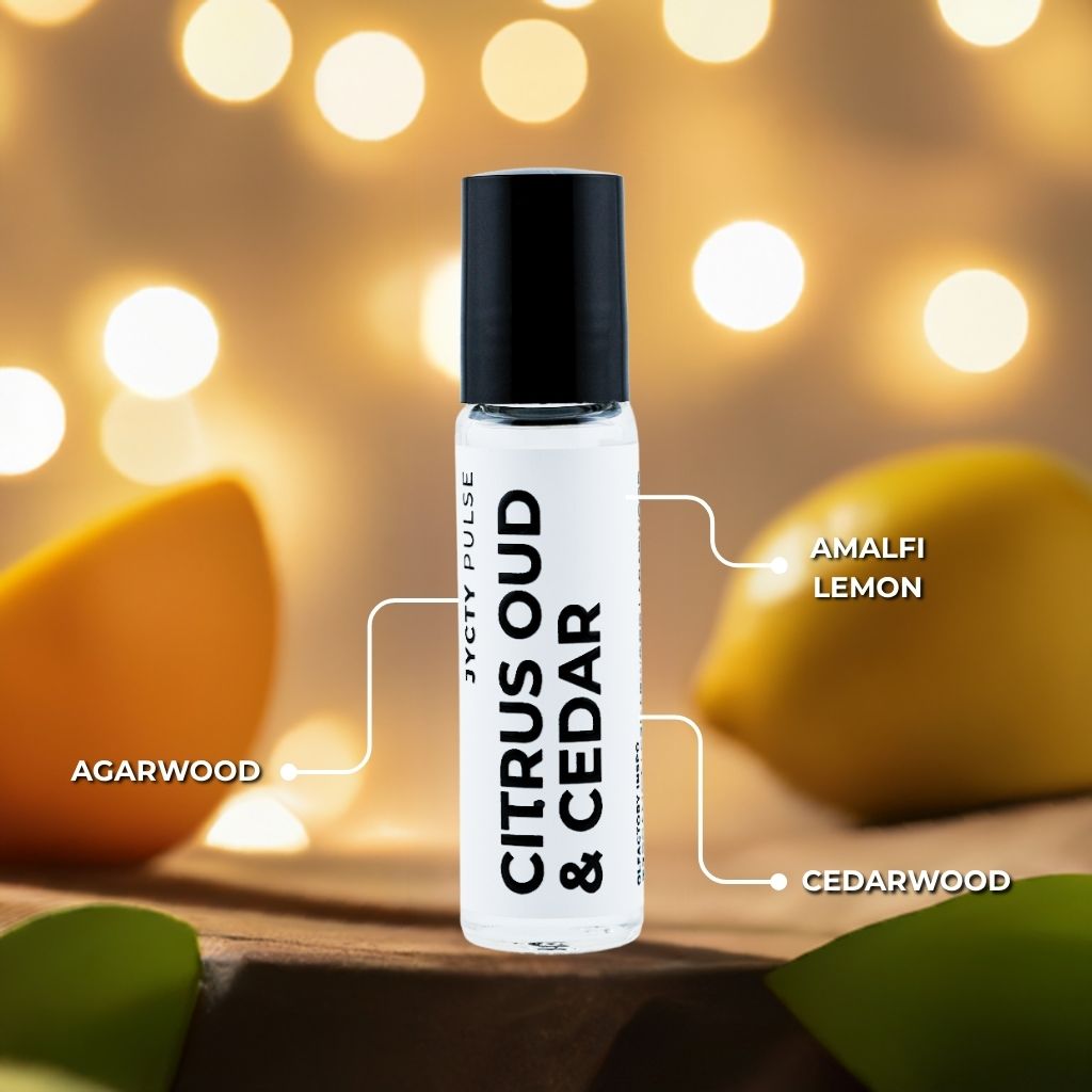 CITRUS OUD & CEDAR Perfume Oil – Inspired by Oud & Bergamot, 10ml Roll-On