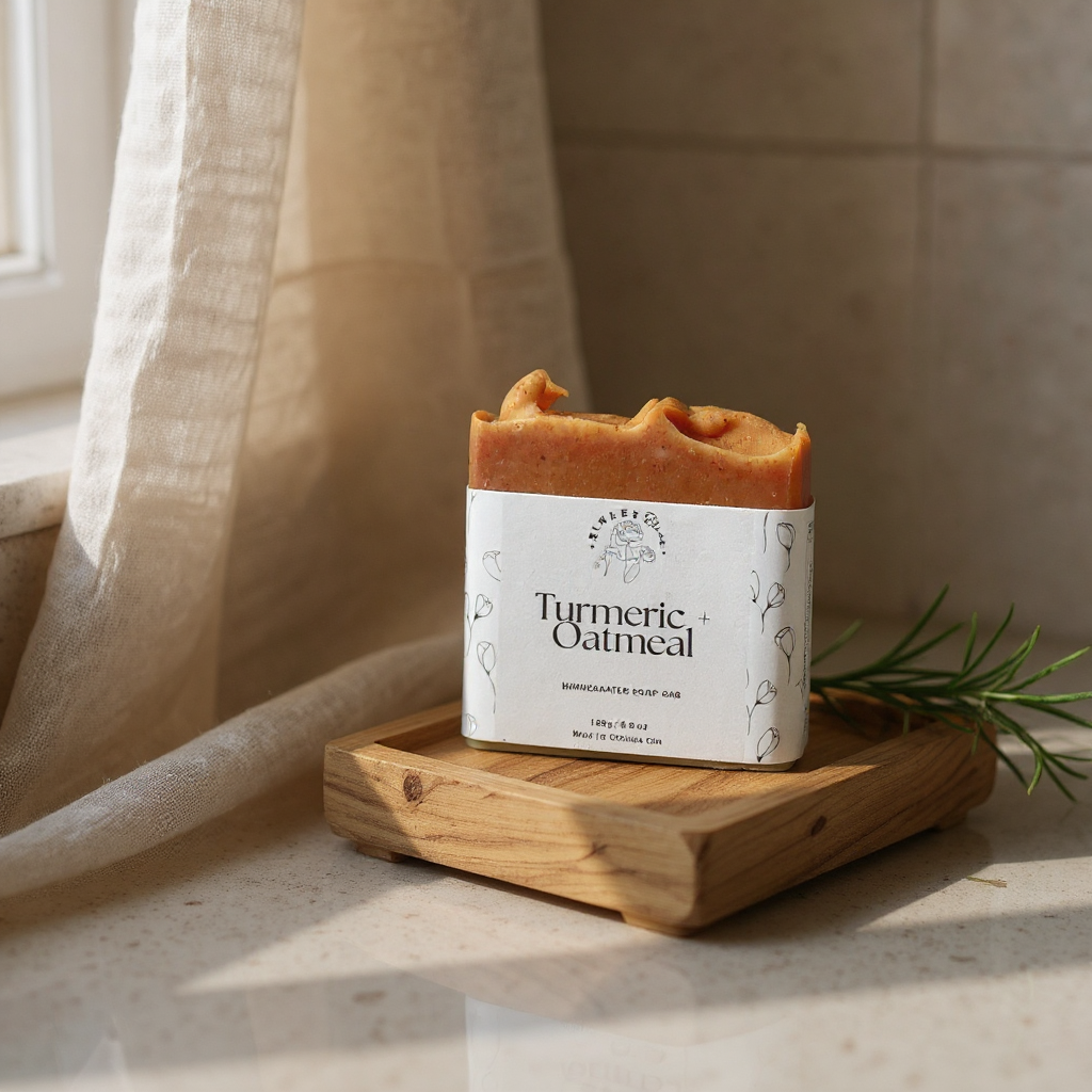 Turmeric + Oatmeal Soap – Soothing, Exfoliating & Brightening, 140g