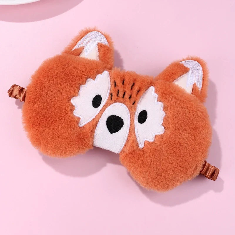 Fluffy Plush Sleeping Eye Cover – Soft Cute Animal Blindfold Mask, Lightweight & Breathable Sleep Mask