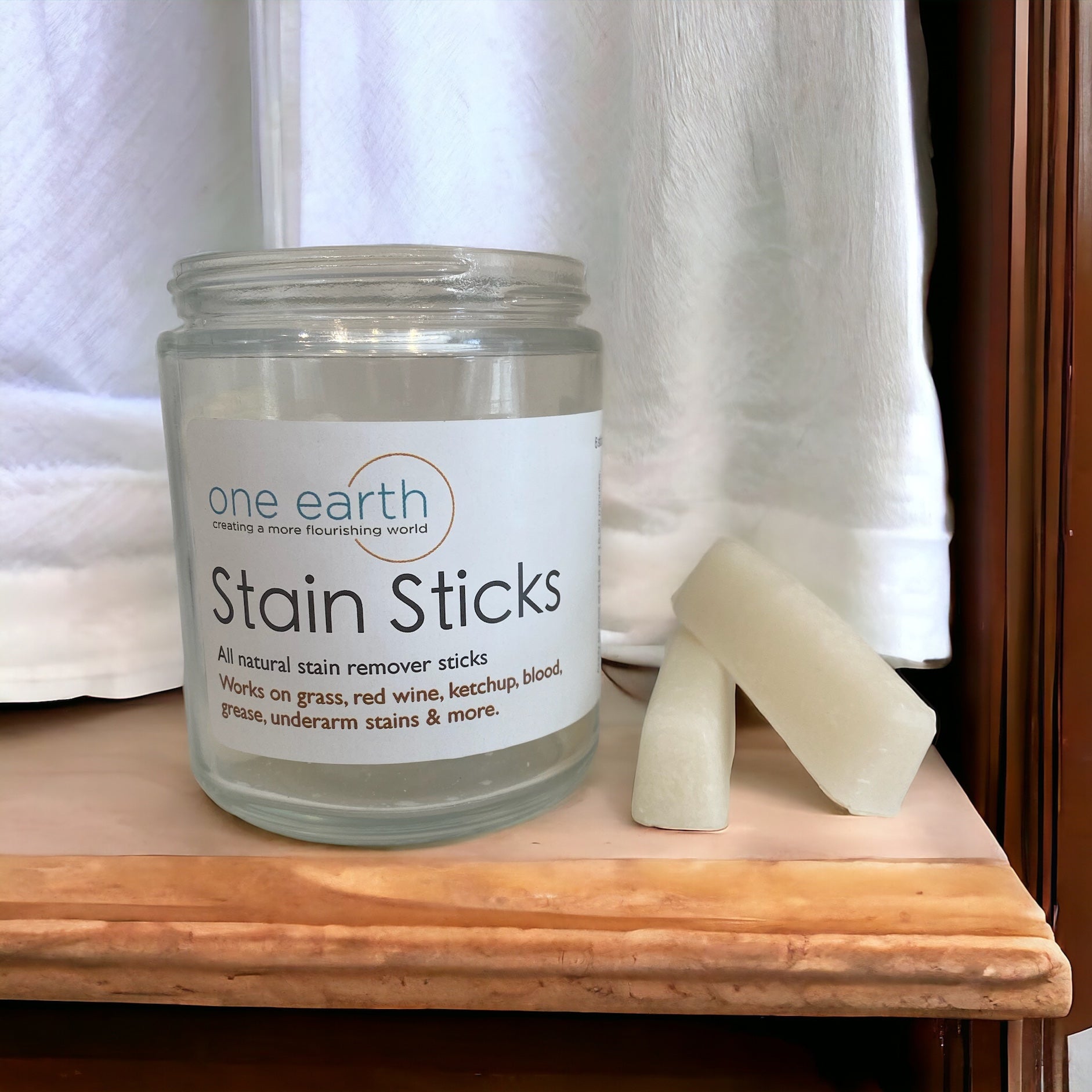Stain Sticks – All-Natural, Multi-Purpose, Biodegradable Coconut Oil, Removes Tough Stains, Pack of 5 in Glass Jar