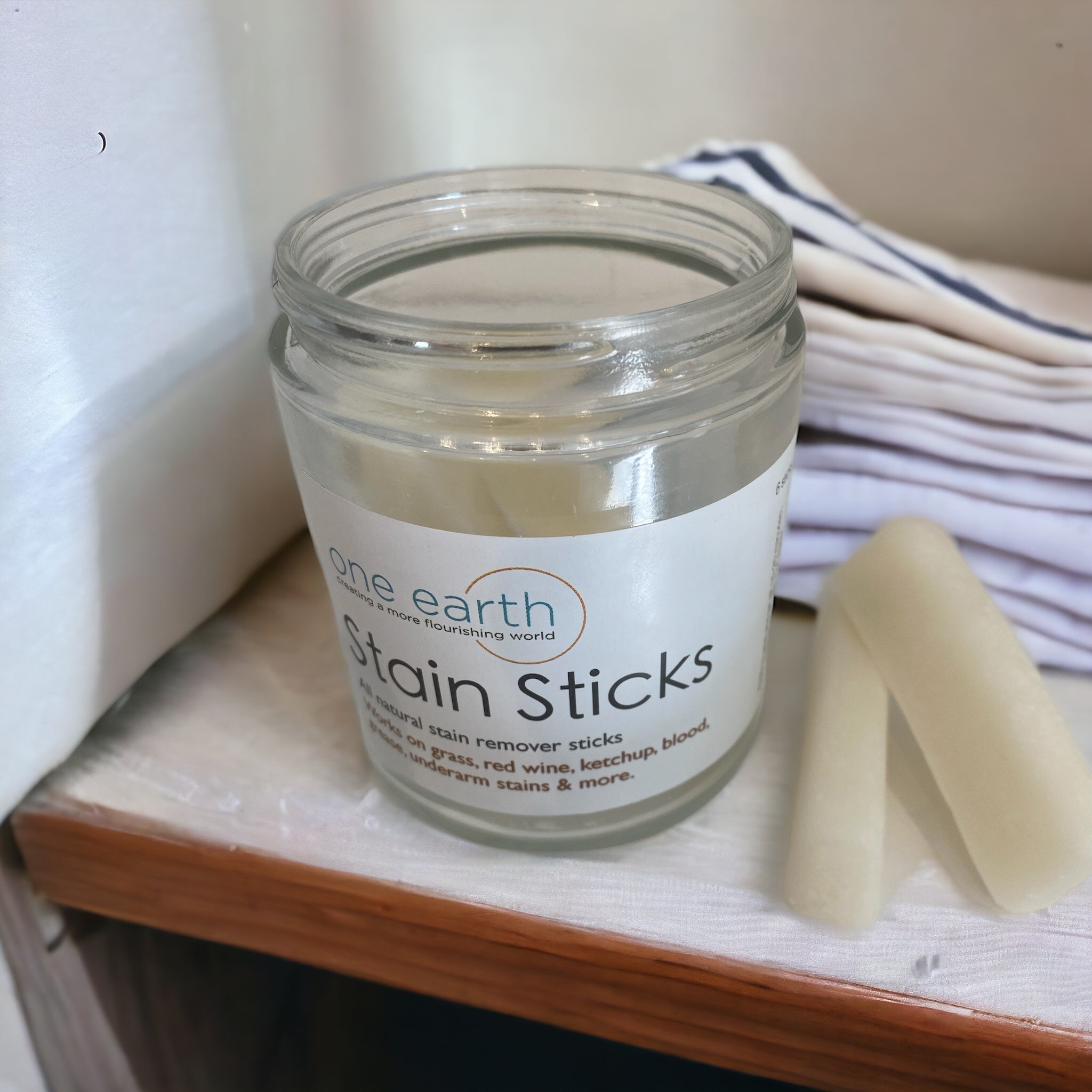 Stain Sticks – All-Natural, Multi-Purpose, Biodegradable Coconut Oil, Removes Tough Stains, Pack of 5 in Glass Jar