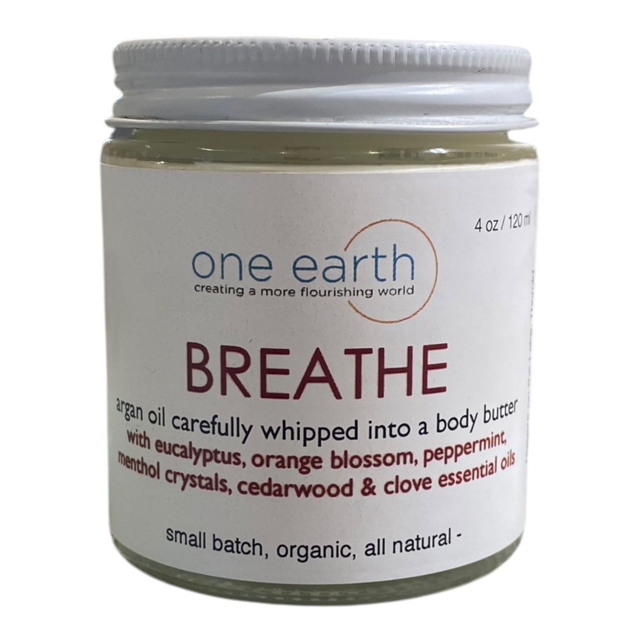 Breathe Body Butter – 120ml with Peppermint, Clove & Eucalyptus Essential Oils, Argan & Shea Butter | All-Natural, Reusable Glass Container