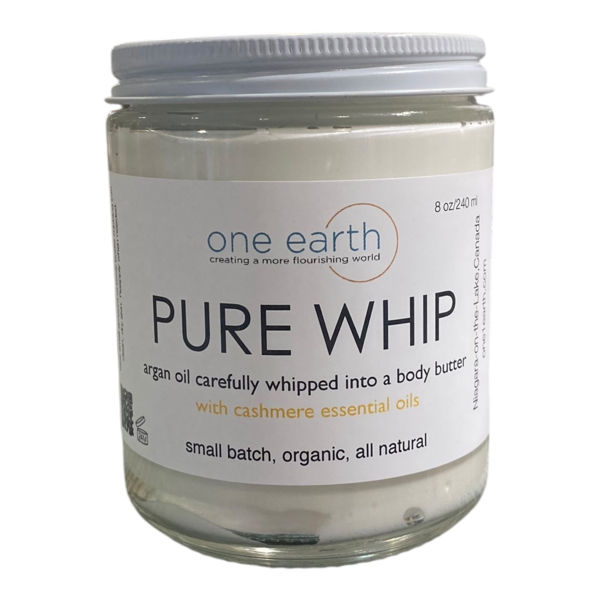 Pure Whip Body Butter – Cashmere | 240ml, Argan & Peach Kernel Oils, Hydrating, Healing, Soothes Dry Skin, Eczema & Psoriasis, Reusable Glass