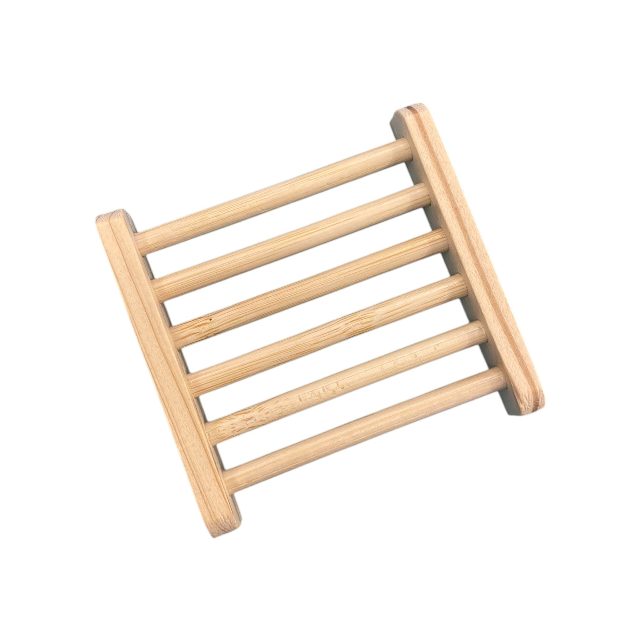 Bamboo Soap Rack – Natural Finish Biodegradable Bamboo Soap Dish with Drainage Grooves, 4"x3"