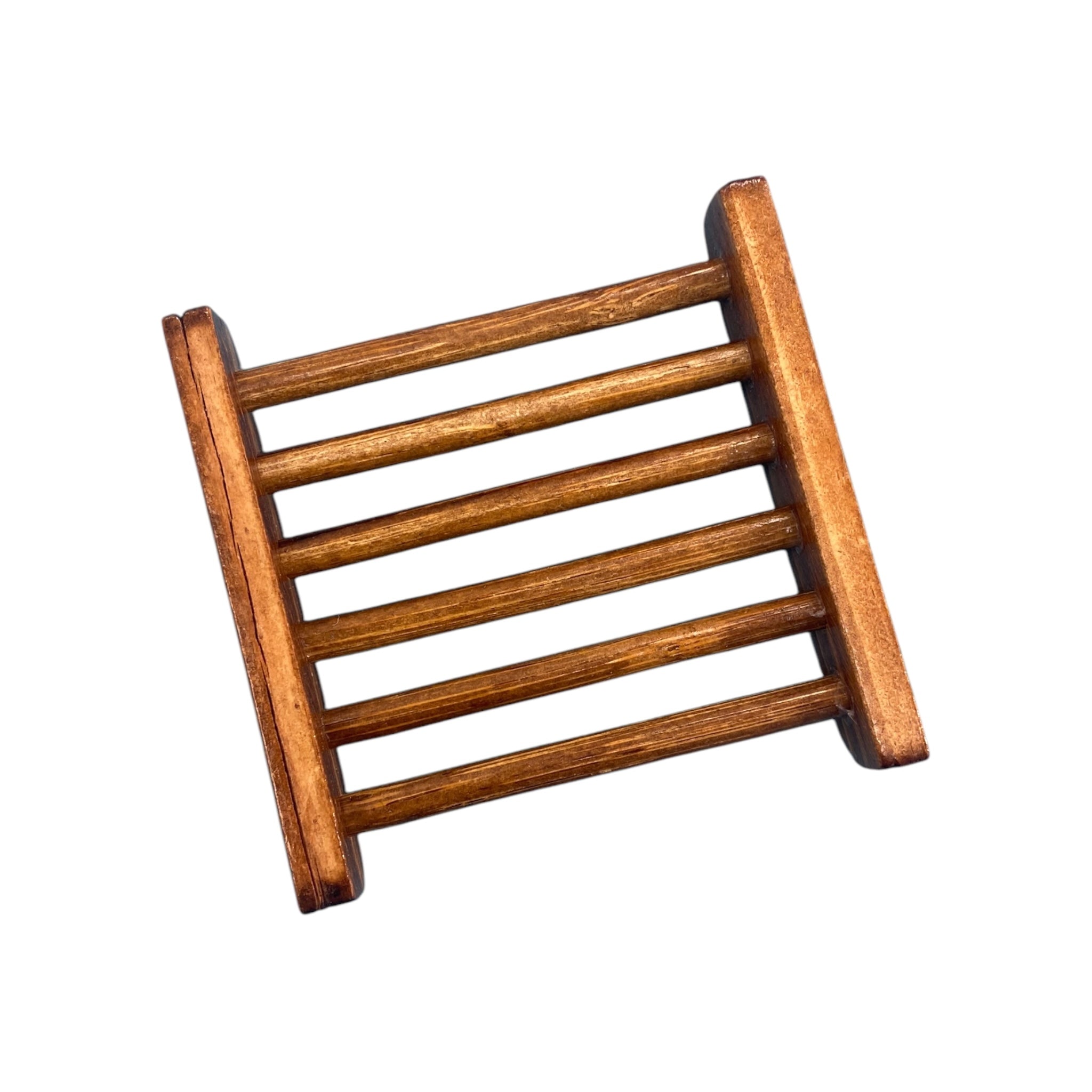 Bamboo Soap Rack – Stained Finish Biodegradable Bamboo Soap Dish with Drainage Grooves, 4"x3"
