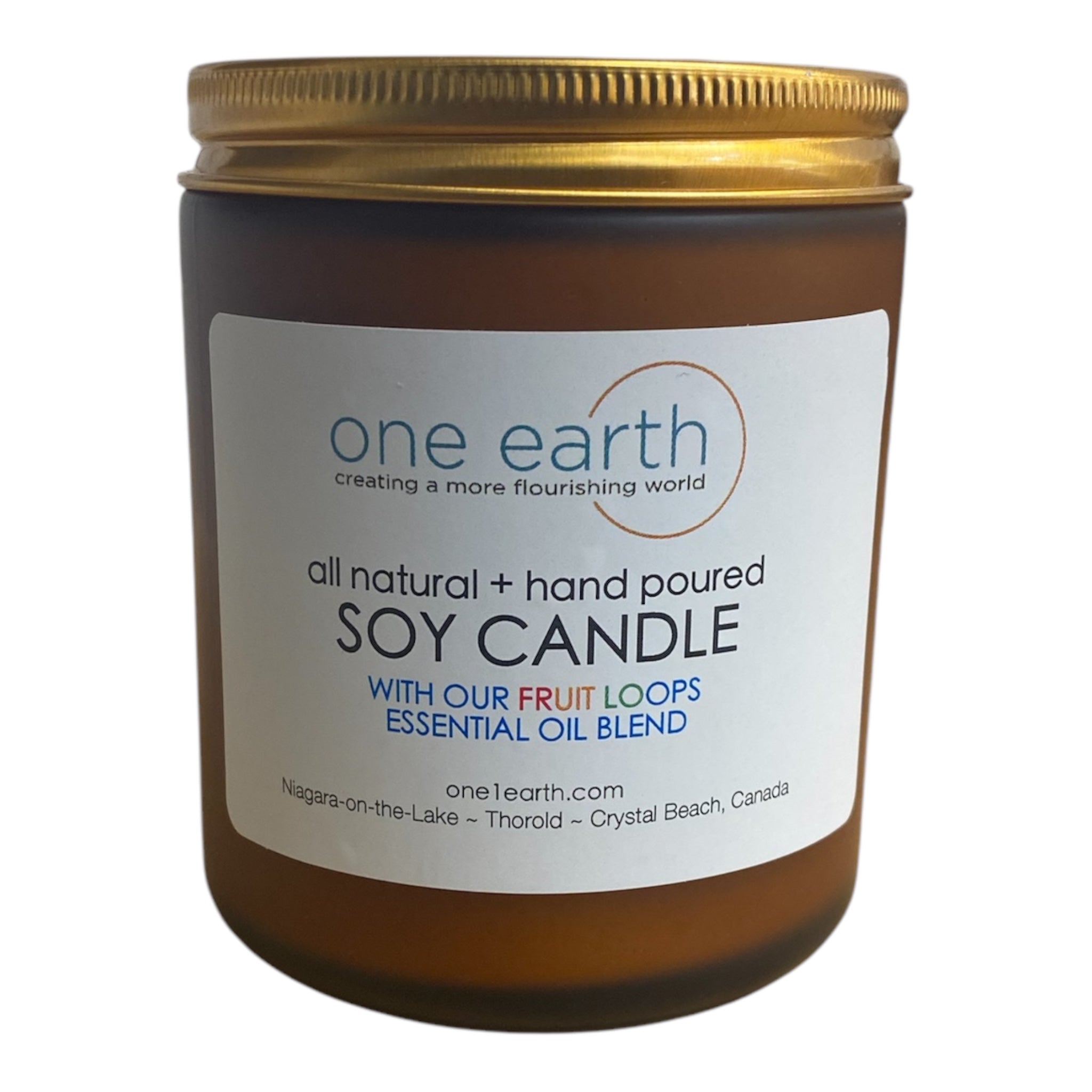 Fruit Loops Soy Candle – Hand-Poured, Vegan, Amber Matte Glass, Clean-Burning Cotton Wick, 65+ Hour Burn Time