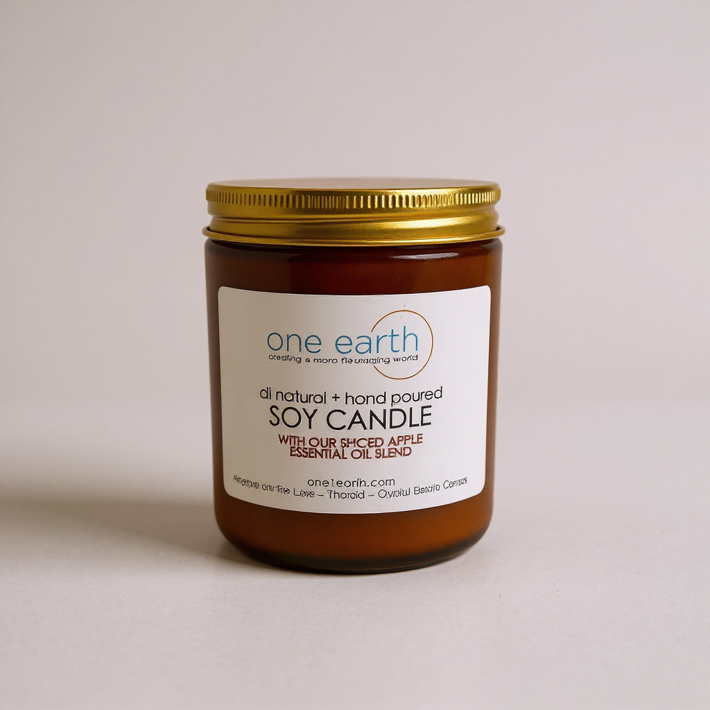 Spiced Apple Cider Soy Candle – Hand-Poured, Vegan, Amber Matte Glass, Clean-Burning Cotton Wick, 65+ Hour Burn Time