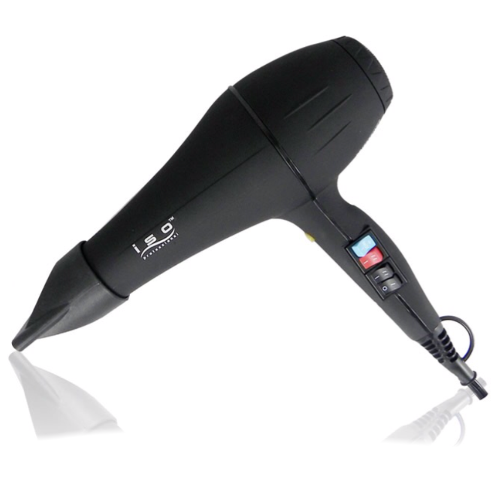 Rubber DC Motor 3 Heat & 2 Speed Settings Cool Shot Plug Magnet Box Black | Ion Dryer