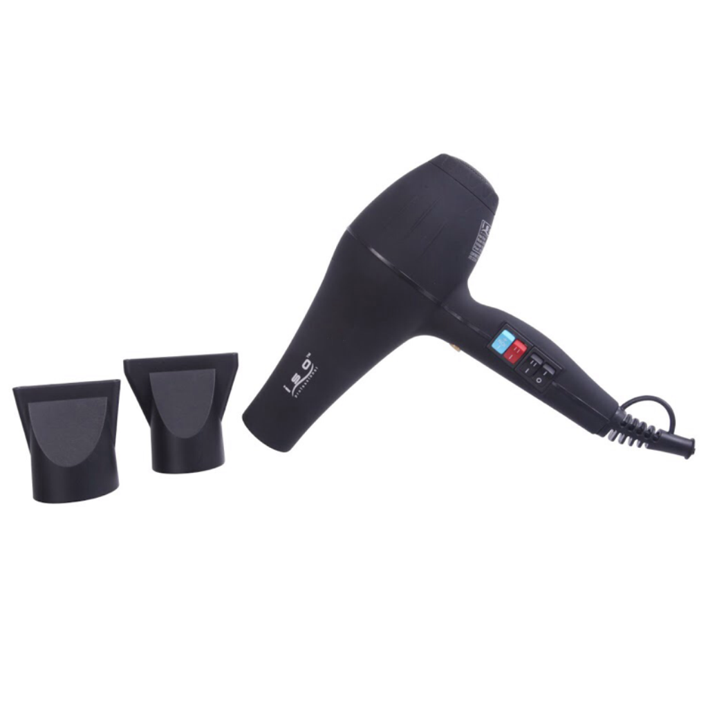 Rubber DC Motor 3 Heat & 2 Speed Settings Cool Shot Plug Magnet Box Black | Ion Dryer