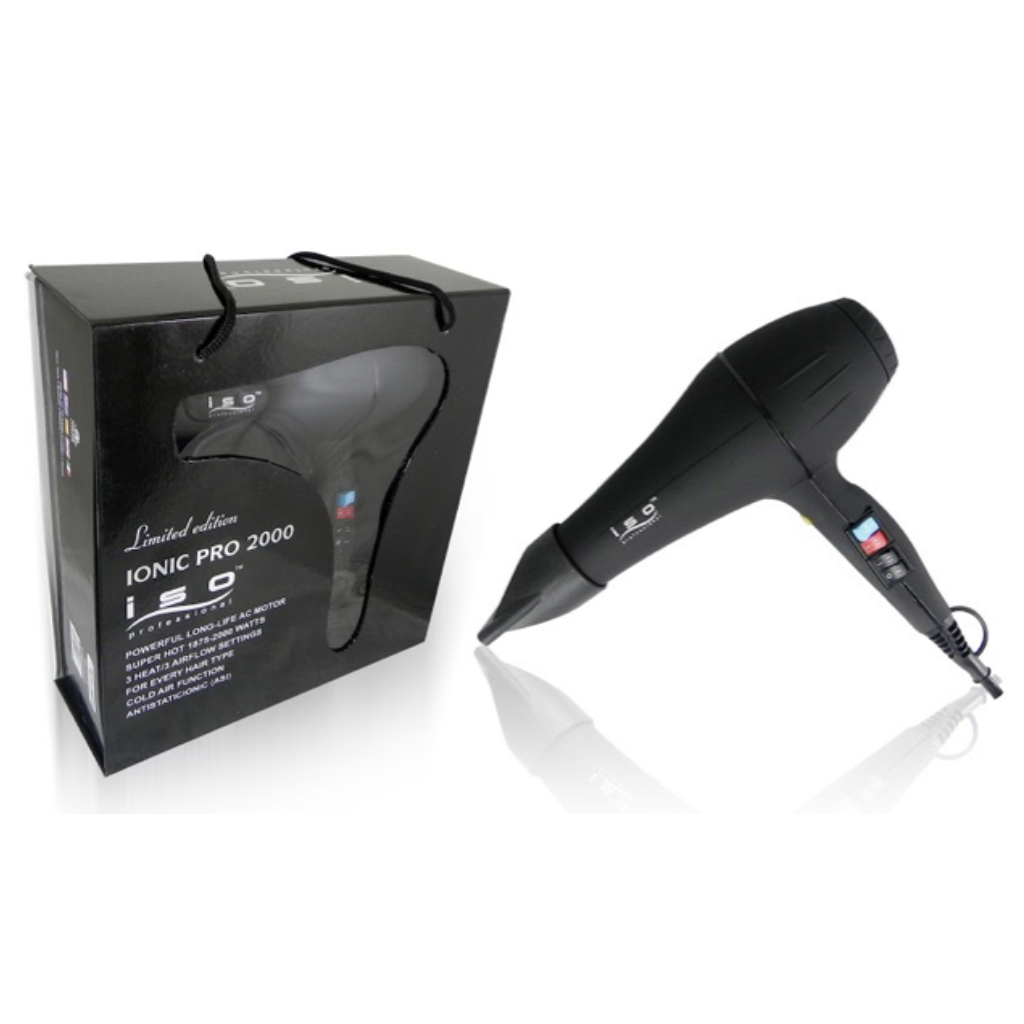 Rubber DC Motor 3 Heat & 2 Speed Settings Cool Shot Plug Magnet Box Black | Ion Dryer