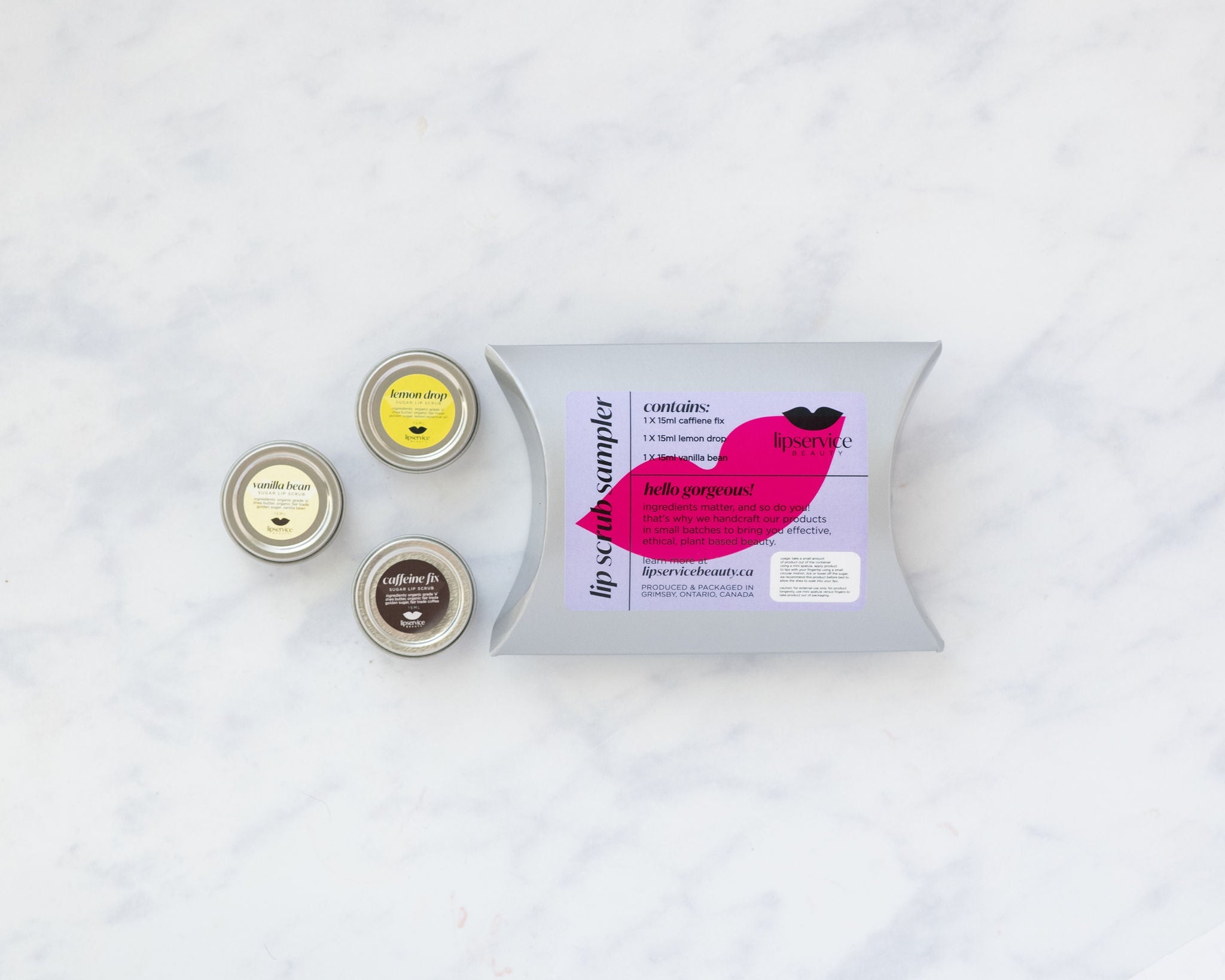 Lip Scrub Sampler – 3 Vegan Flavors (Vanilla Bean, Caffeine Fix & Lemon Drop)