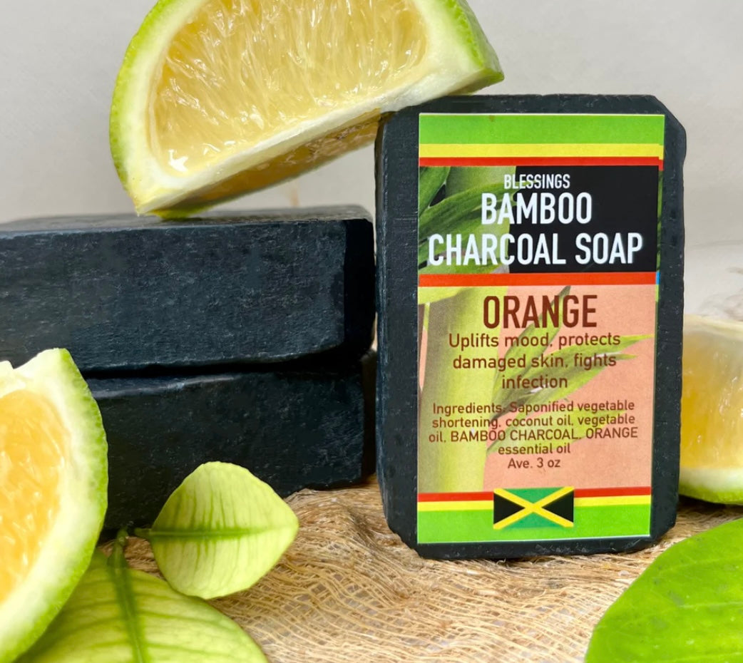 Blessings All Natural Bamboo Charcoal Orange Soap – Deep Cleansing Detox Bar for Face & Body
