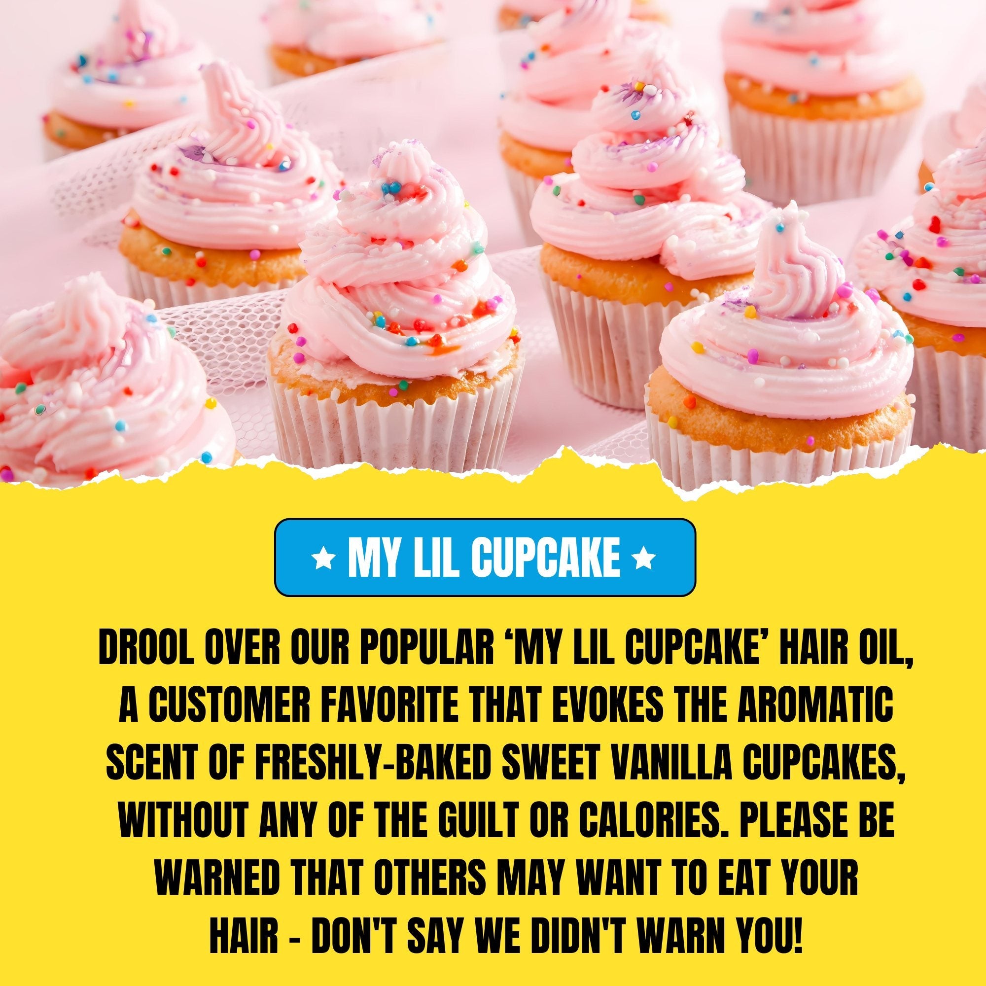 My Lil Cupcake Hair Oil (30ml) – Moisturizing Vanilla Cupcake Scent | Nourishing & Shine-Enhancing Oil