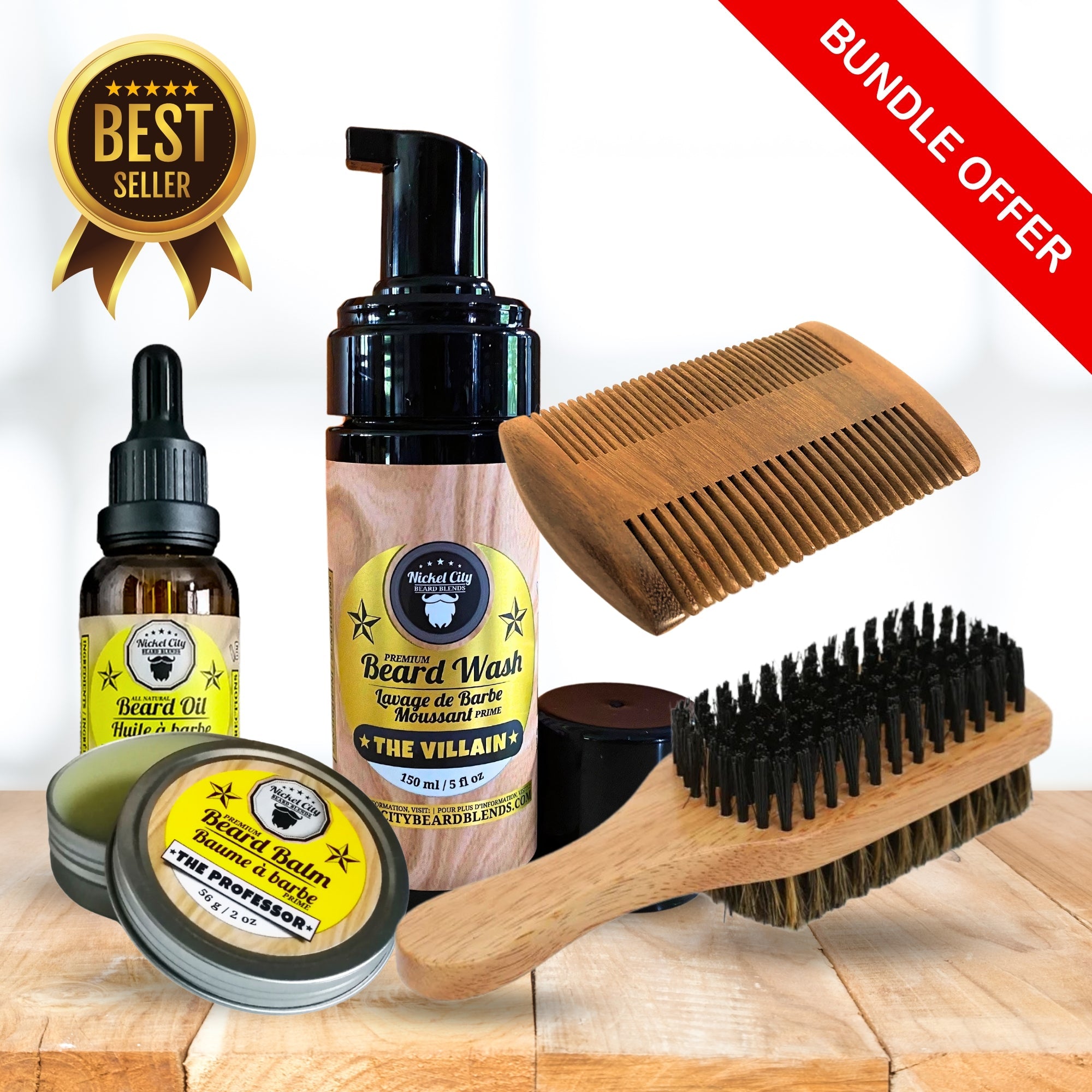 Ultimate Beard Survival Kit (5-Pack) – Beard Oil, Balm, Shampoo, Comb & Brush | Complete Beard Grooming Set
