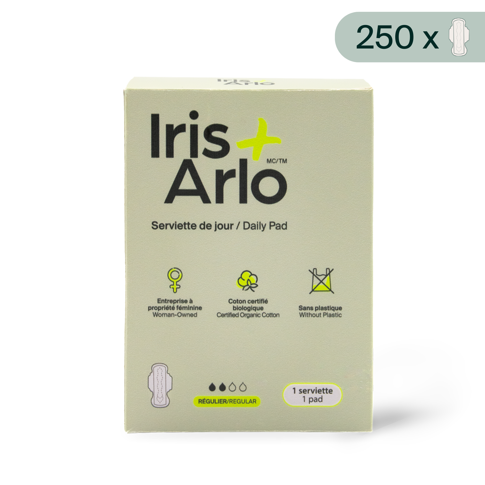 100% Organic Cotton Daily Pad Individual Box - Bulk (250)