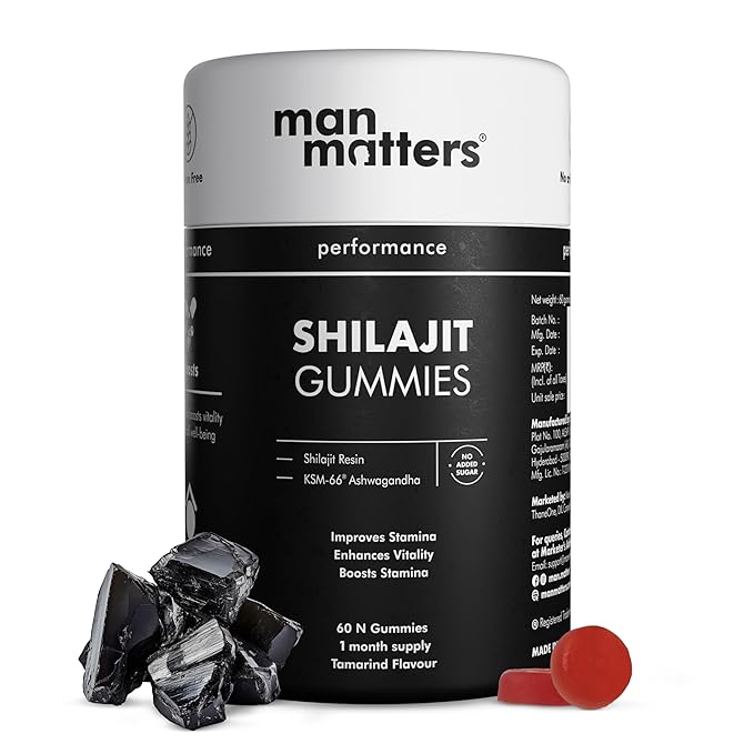 Man Matters Pure Himalayan Shilajit/Shilajeet Gummies – Stamina, Energy & Vitality Support, 60 Pack