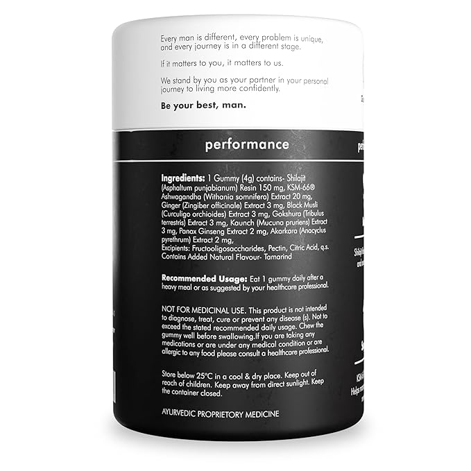Man Matters Pure Himalayan Shilajit/Shilajeet Gummies – Stamina, Energy & Vitality Support, 60 Pack