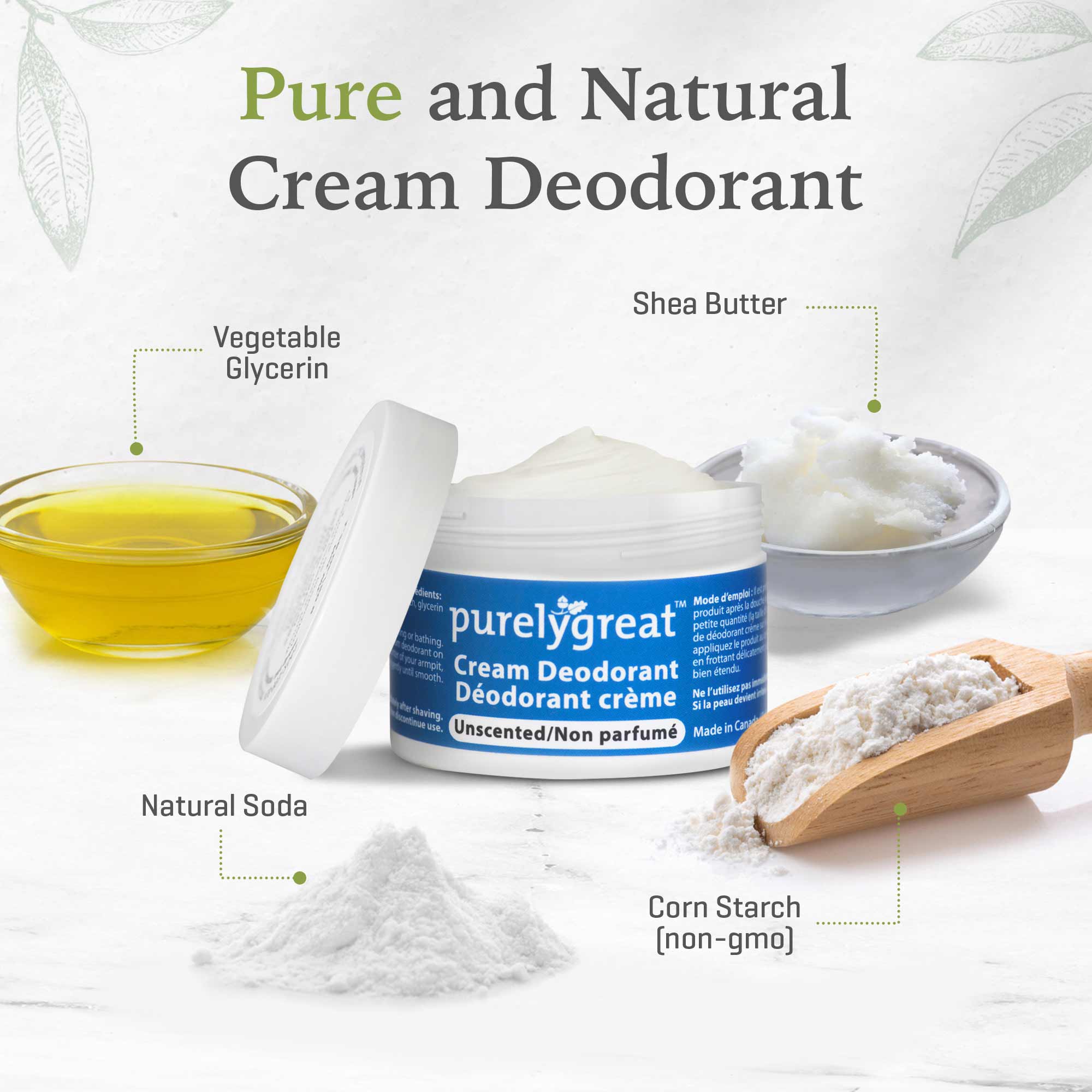Unscented Cream Deodorant - Aluminum Free