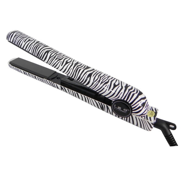 Sleek Style: Ceramic Flat Iron with Temp Control & Magnetic Handle - White Zebra & Pink Leopard