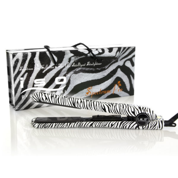 Sleek Style: Ceramic Flat Iron with Temp Control & Magnetic Handle - White Zebra & Pink Leopard