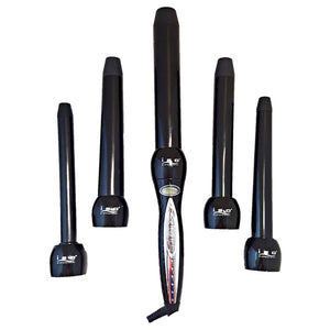 Cool Tip Curling Iron Set - Black 19mm, 25-18mm, 25mm, 32-25mm, 32mm with Digital LCD Temp Display, Protective Glove, Magnet Box