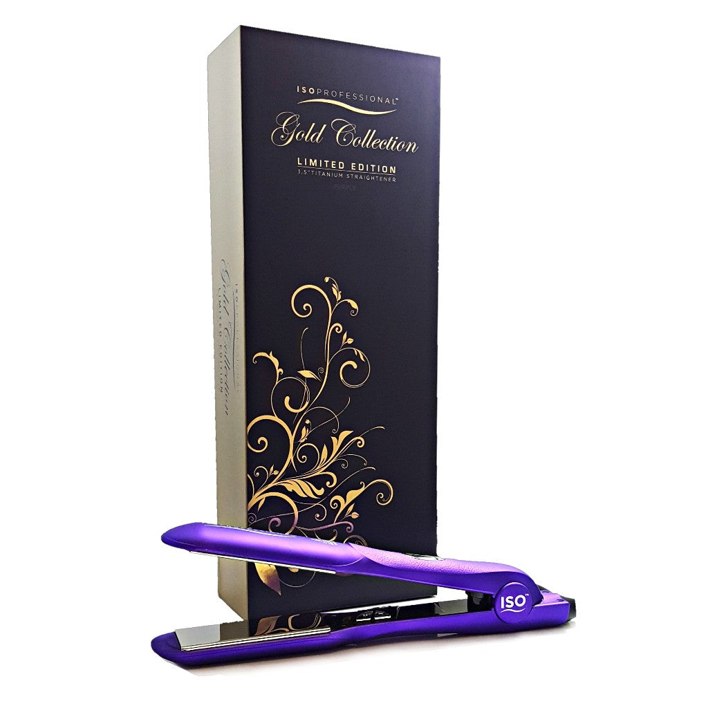 Gold Digital Infrared 1.5 Titanium Plates LCD Display Magnet Box | Flat Iron