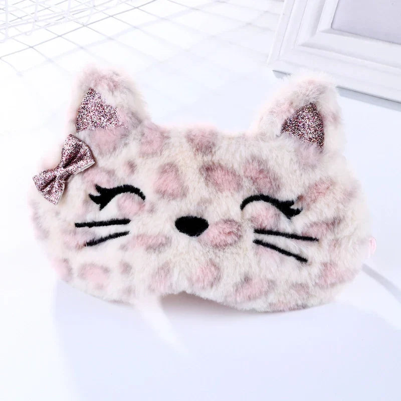 Fluffy Plush Sleeping Eye Cover – Soft Cute Animal Blindfold Mask, Lightweight & Breathable Sleep Mask