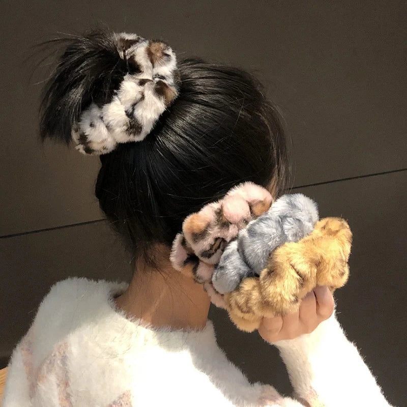 Super Posh Plush Leopard Print Scrunchies