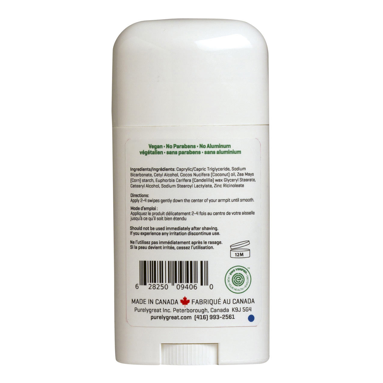 Unscented Stick Natural Deodorant - Aluminum Free