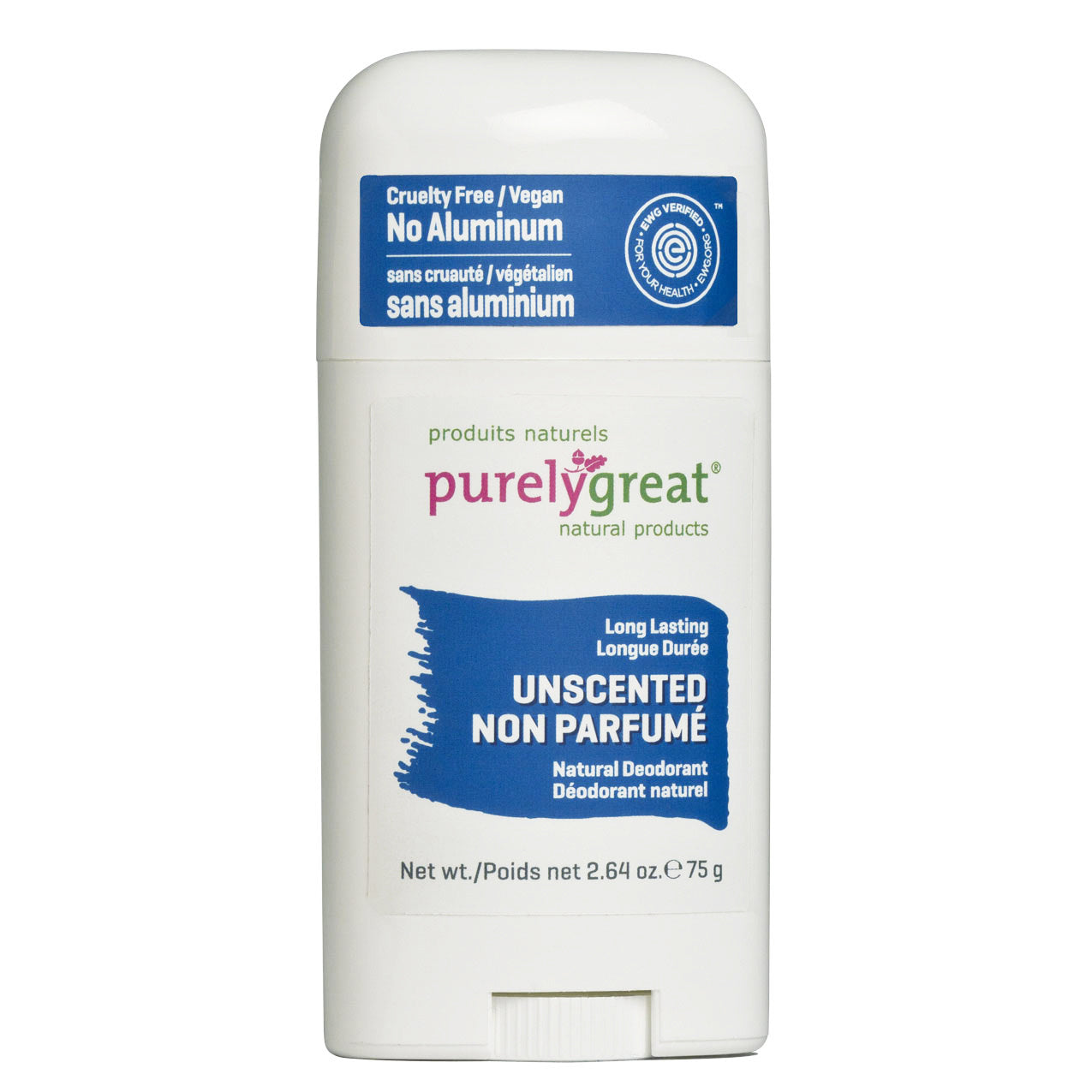 Unscented Stick Natural Deodorant - Aluminum Free