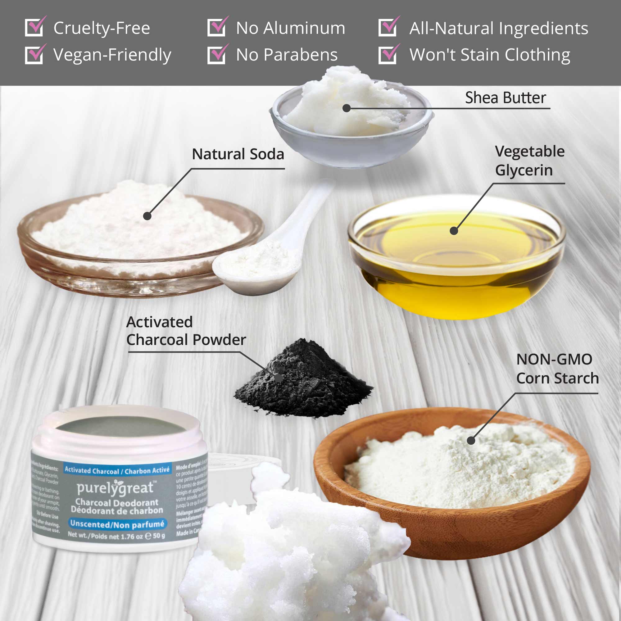 Unscented Charcoal Natural Deodorant - Aluminum Free