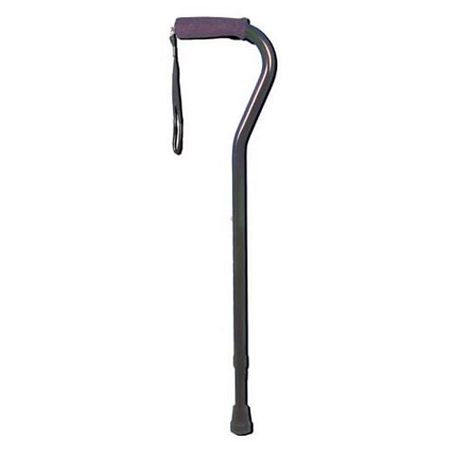 Deluxe Adjustable Cane Offset Handle with Wrist Strap – Black