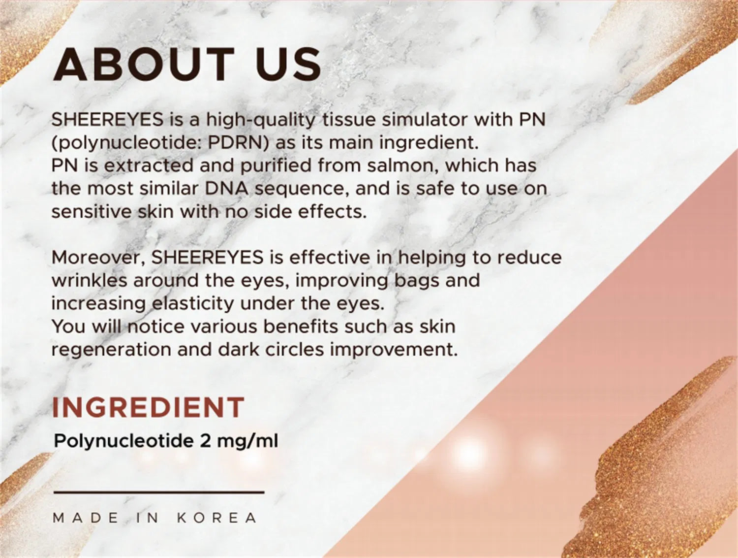 Wholesale Price PN Booster Sheer Eyes Polynucleotide Dark Circle & Eye Bag Treatment for Under-Eye Wrinkles – Richesse, Lumi, Ami Eyes