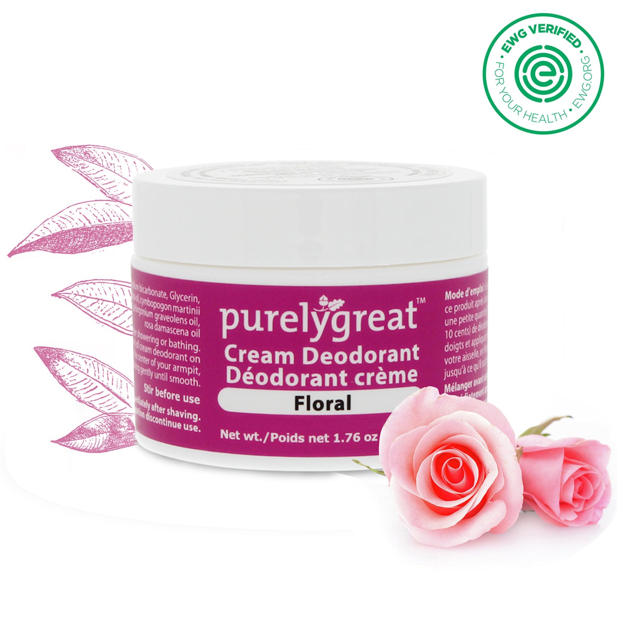 Floral Cream Natural Deodorant - Aluminum Free