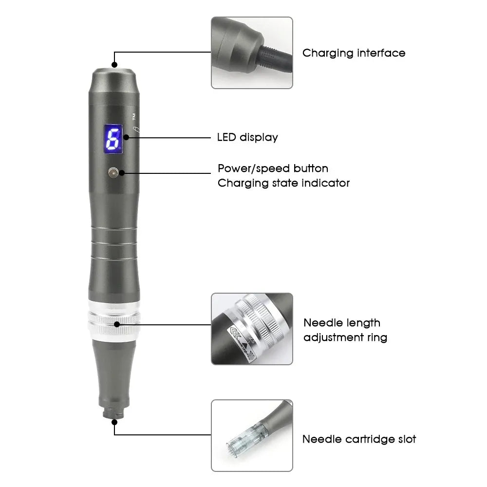 M8C Dr. Pen Professional Microneedling Device – Adjustable Needle Depth & Speed, Anti-Aging, Acne Scar & Skin Rejuvenation
