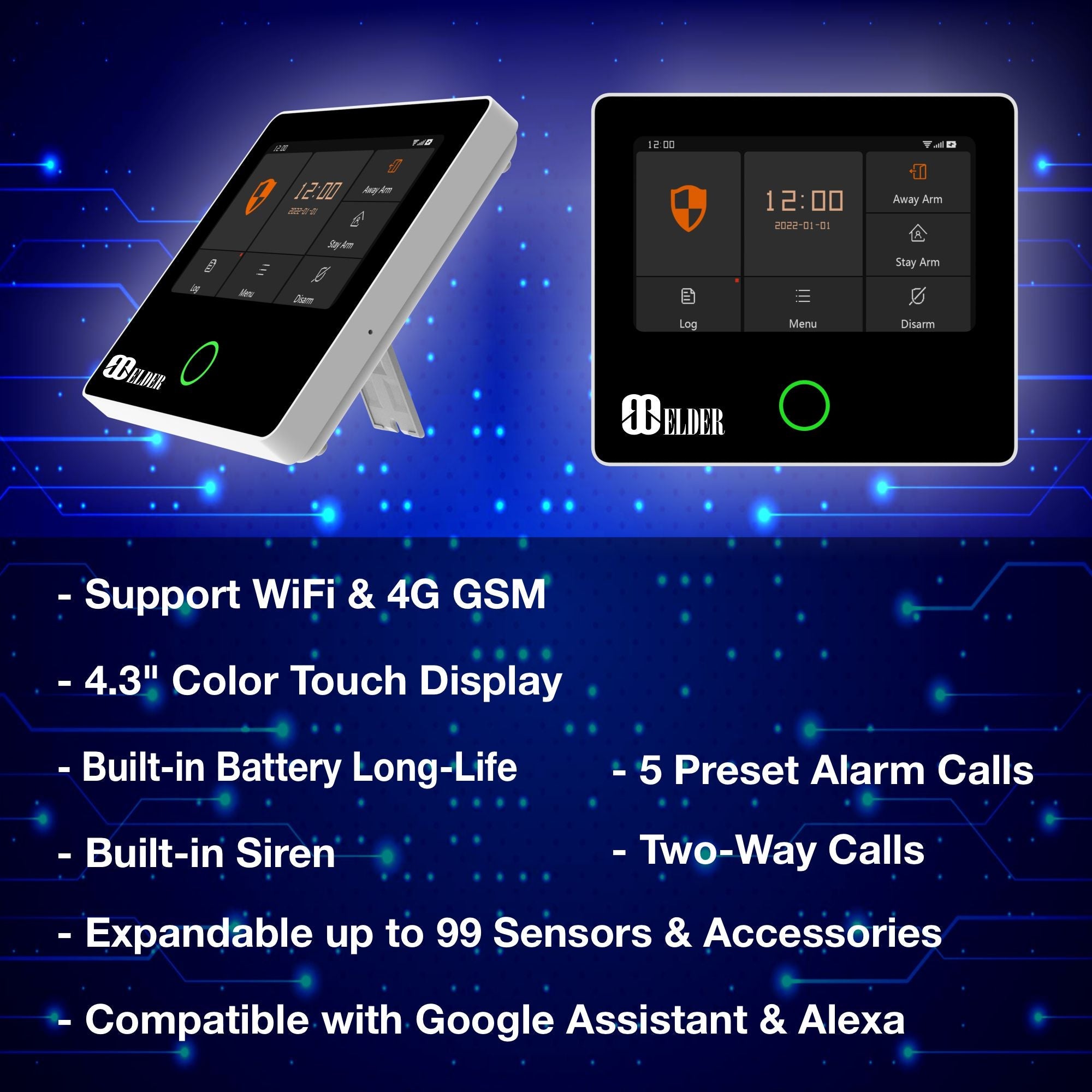 Alarm System & Security Camera Wireless 15-Piece WiFi & 4G Smart Home Alarm Kit DIY, Keypad, Outdoor Siren, Doorbell, Leak, Motion Sensors, Works with Hey Google & Alexa