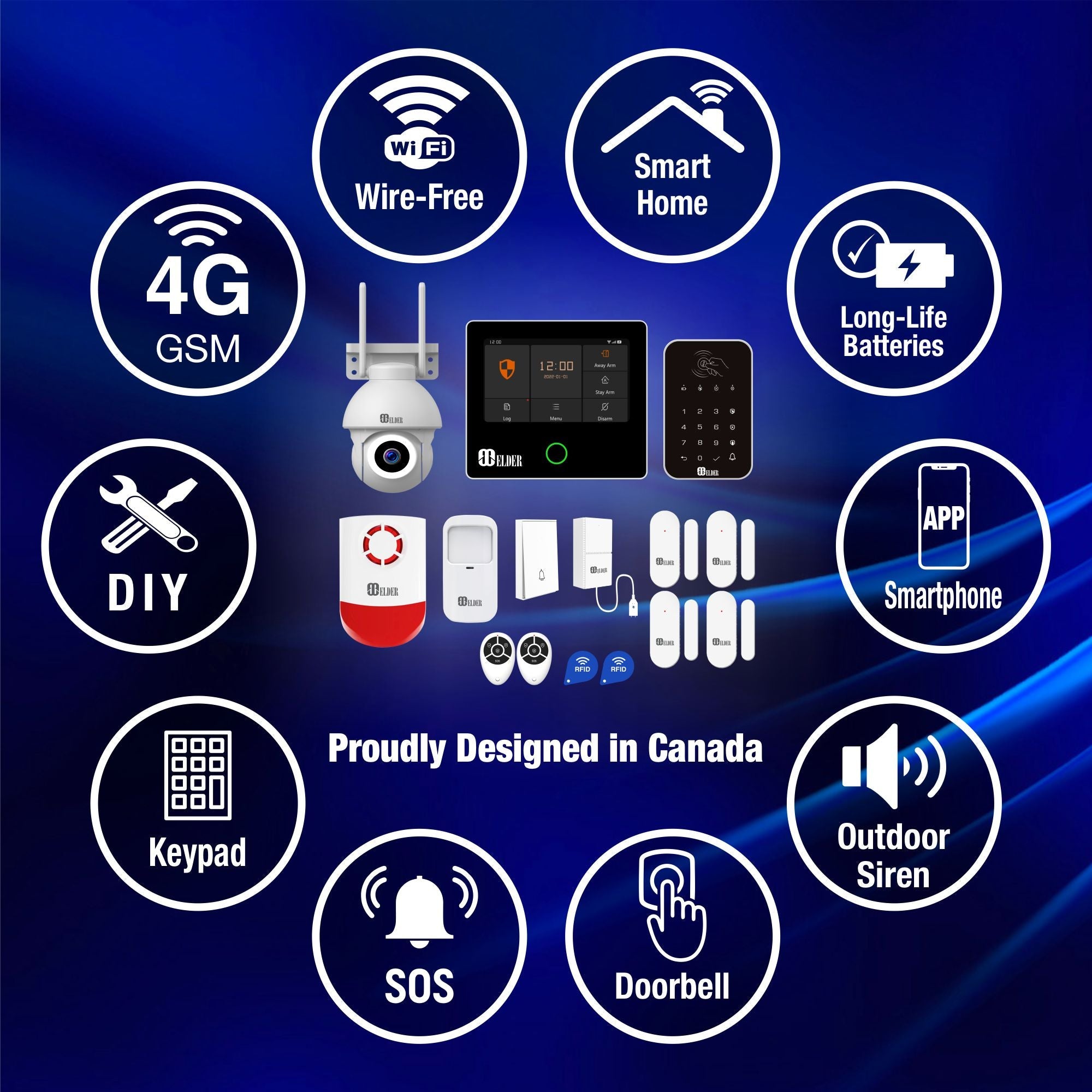 Alarm System & Security Camera Wireless 15-Piece WiFi & 4G Smart Home Alarm Kit DIY, Keypad, Outdoor Siren, Doorbell, Leak, Motion Sensors, Works with Hey Google & Alexa