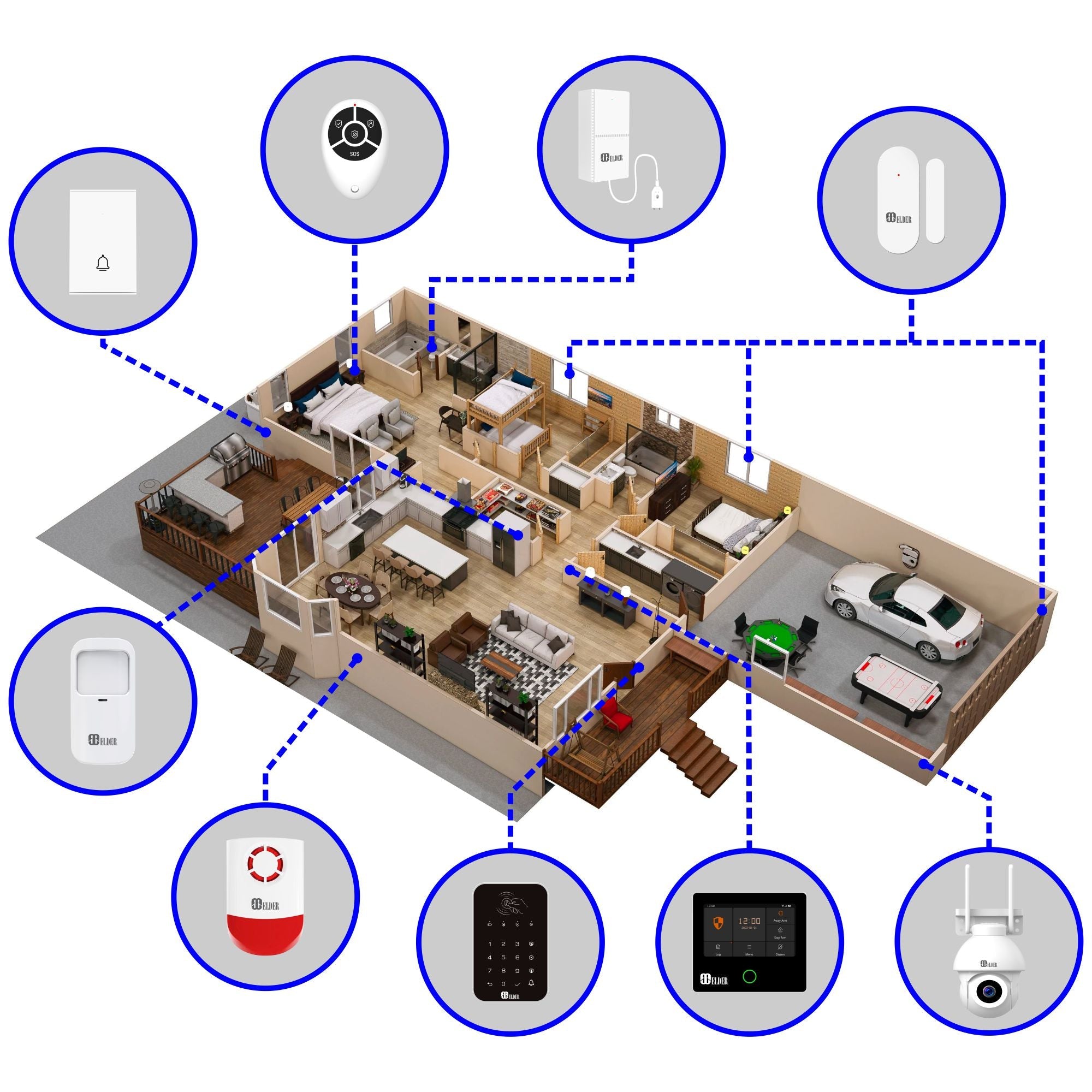 Alarm System & Security Camera Wireless 15-Piece WiFi & 4G Smart Home Alarm Kit DIY, Keypad, Outdoor Siren, Doorbell, Leak, Motion Sensors, Works with Hey Google & Alexa