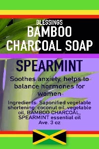 Blessings All-Natural Bamboo Charcoal Royal Spearmint Face & Body Bar – Detoxifying, Clarifying & Refreshing Cleanser