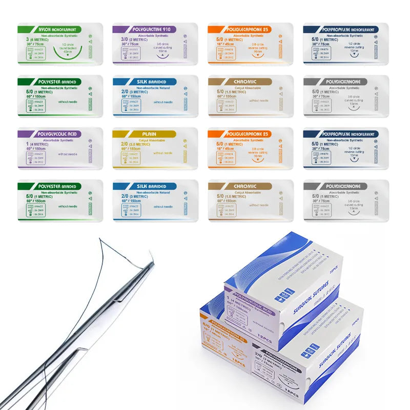 Medical Absorbable PDO Surgical Suture Thread with Needle – Sterile & High Strength