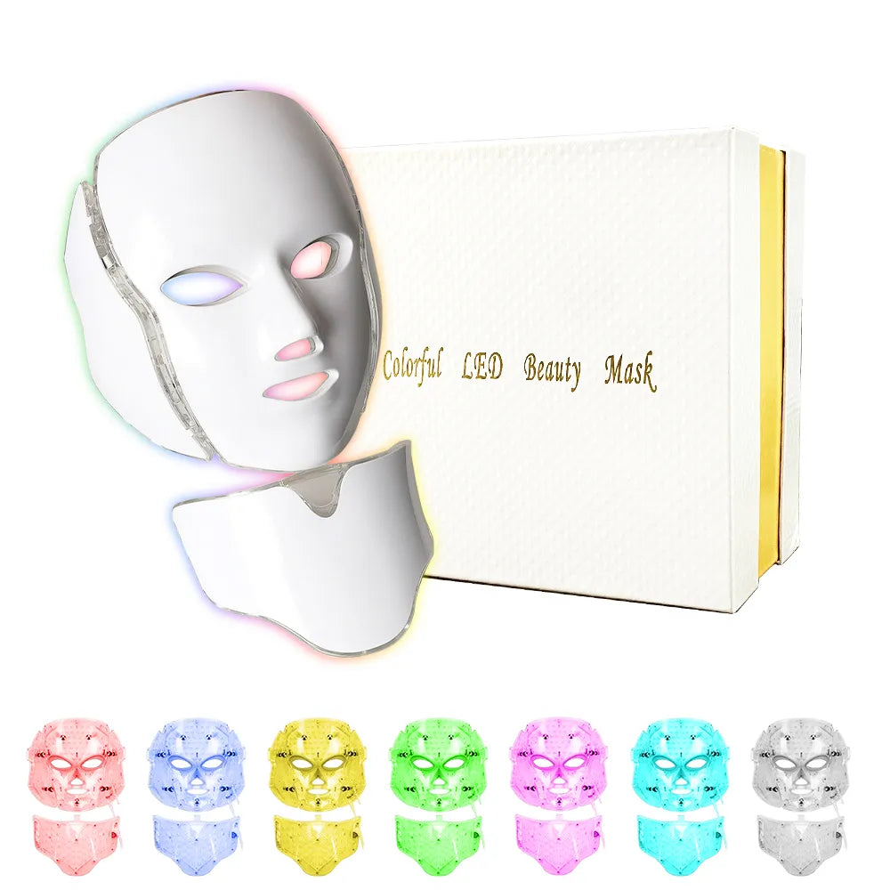 LED Face Mask Light Therapy Anti-Aging with Neck – Multi-Light Facial & Neck Rejuvenation Device