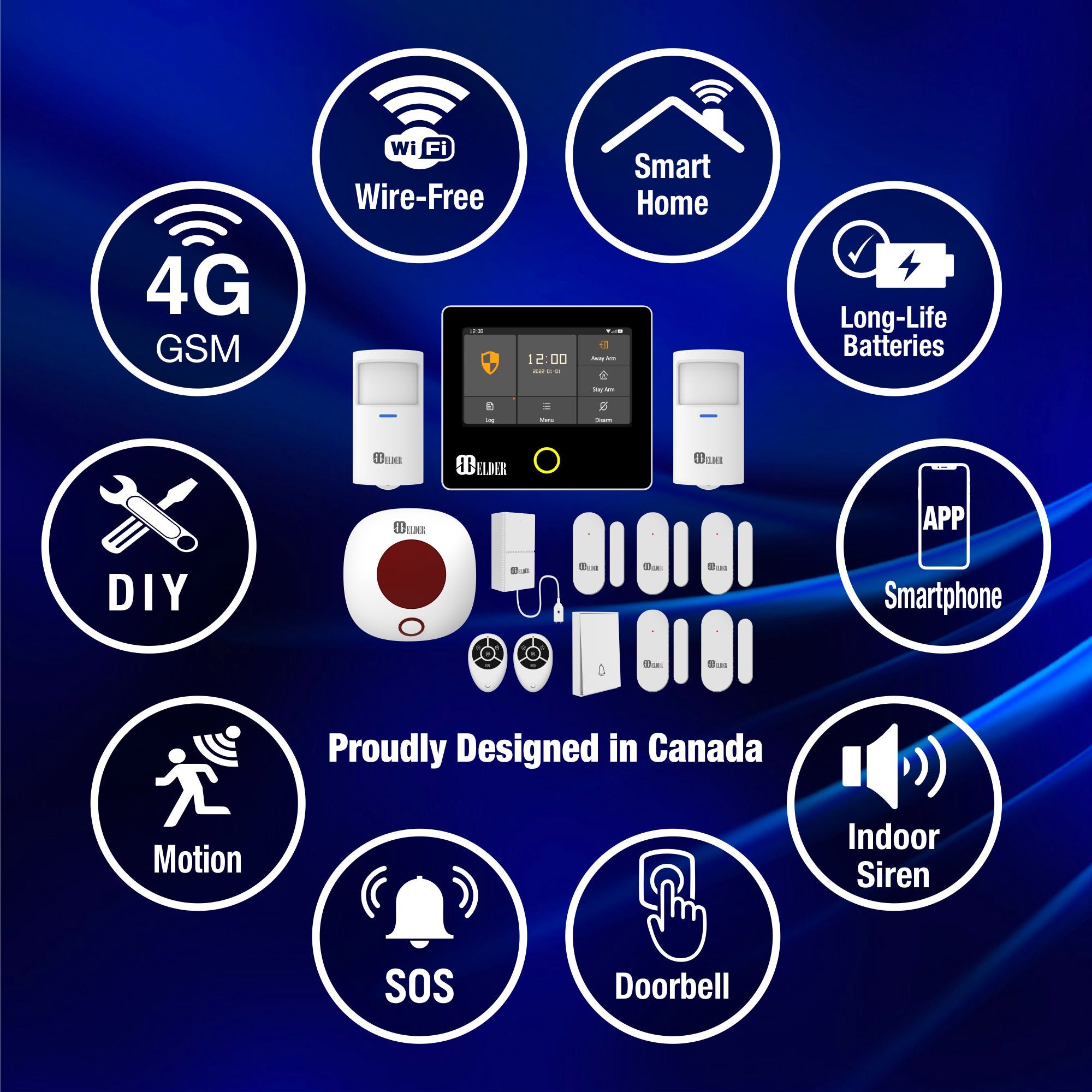 Alarm System Security Wireless 13-Piece WiFi & 4G Smart Home Alarm System DIY Kit, Touch Panel, Siren, Doorbell, Leak, Door & Motion Alarm Sensors, Works with Hey Google & Alexa