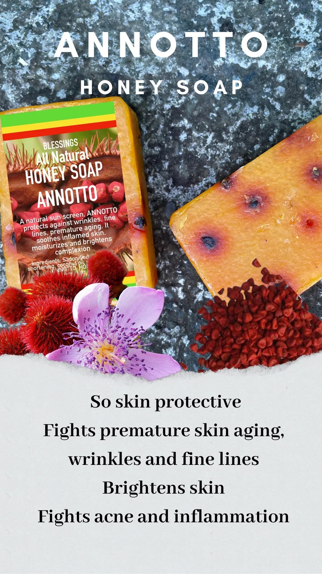 Blessings All Natural Honey Annotto Face & Body Bar